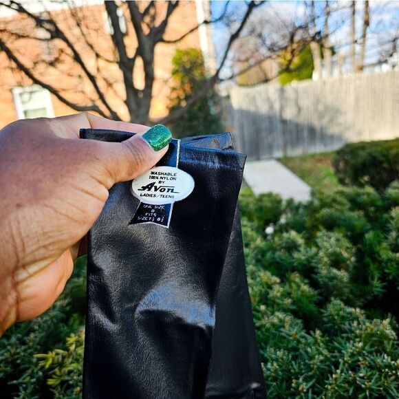 New VTG Avon Double Woven 100% Nylon Leather Look Statement Gloves. M Fit - Picture 6 of 15